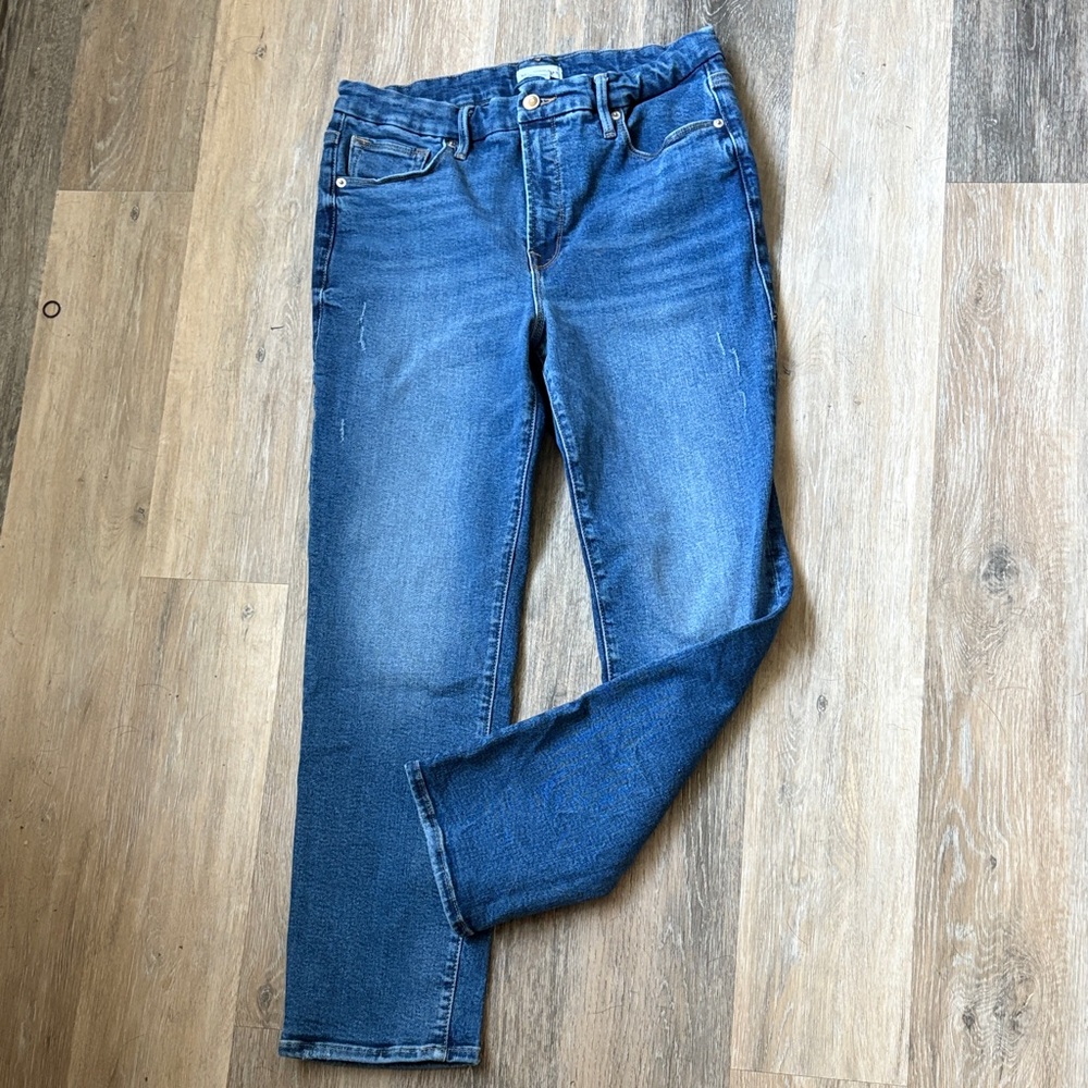 Good American Blue Straight Leg Jeans